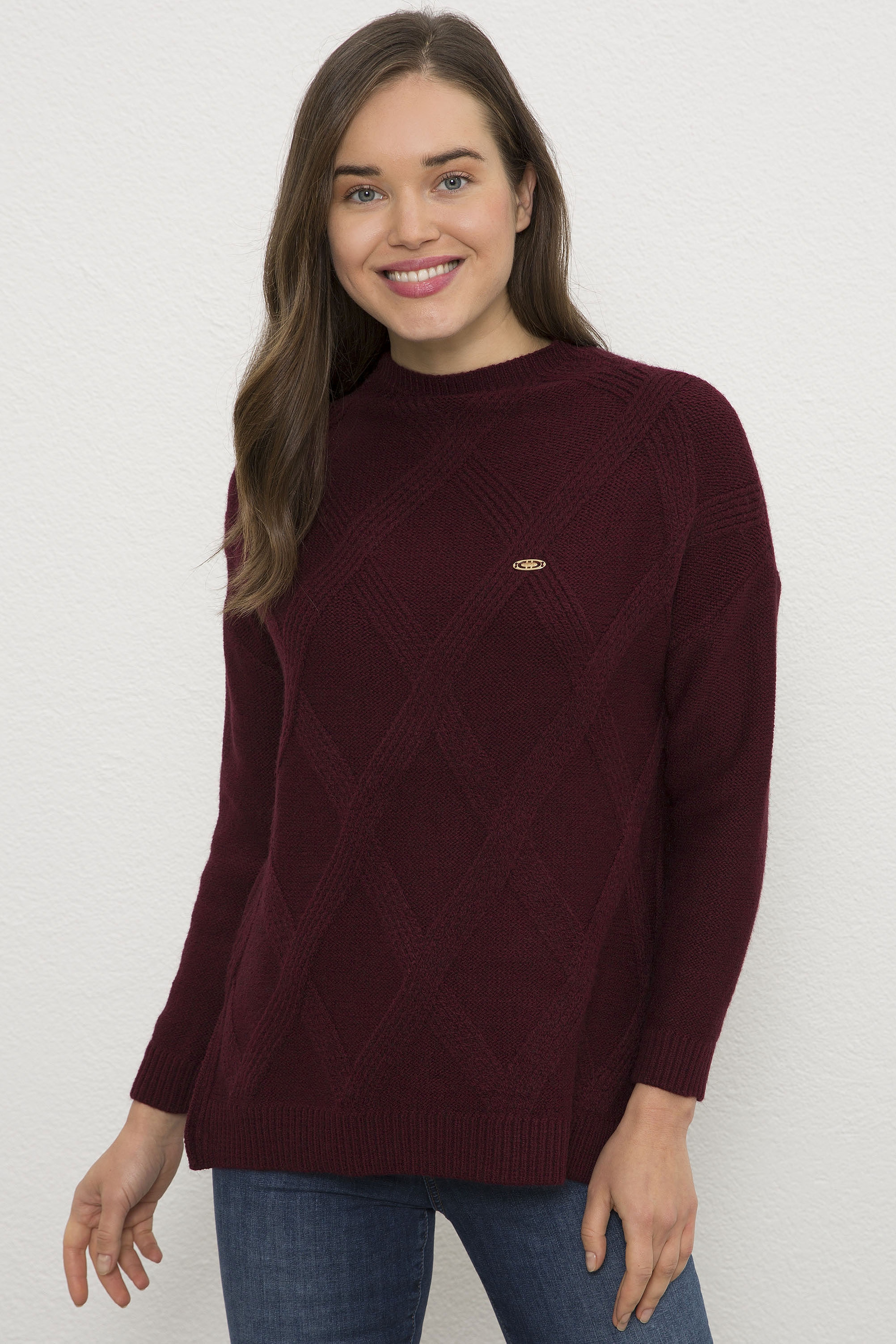 Kadın Bordo Kazak - Image 1