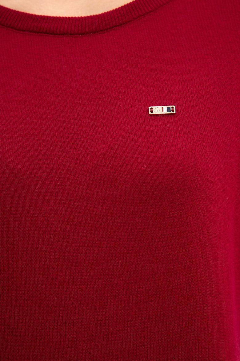 Kadın Bordo Basic Kazak - 50224704048