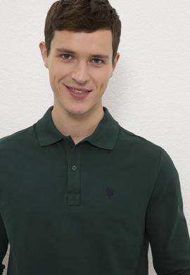 Erkek Koyu Yeşil Polo Yaka Sweatshirt Basic - 50225335044