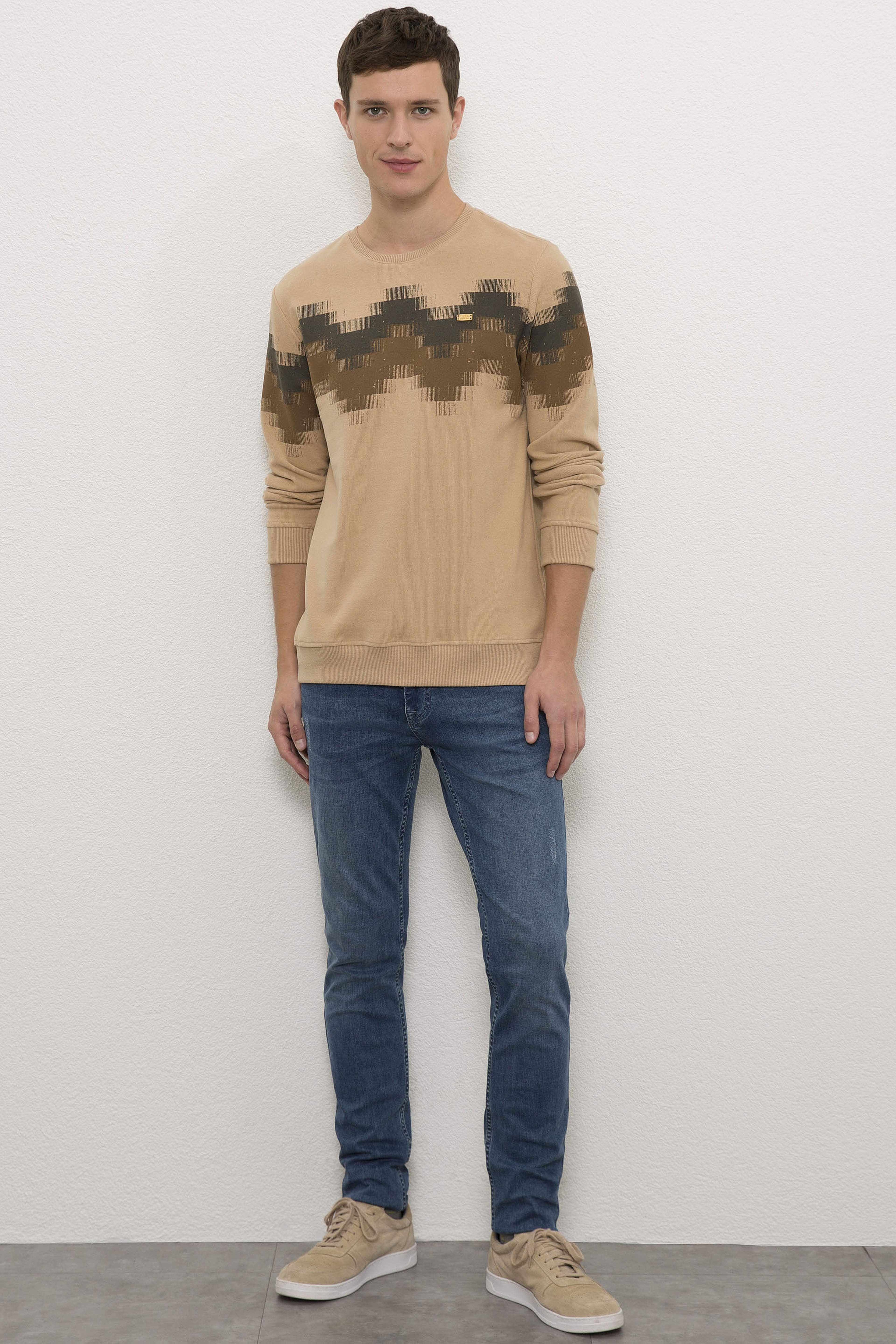 Erkek Camel Sweatshirt - Image 4