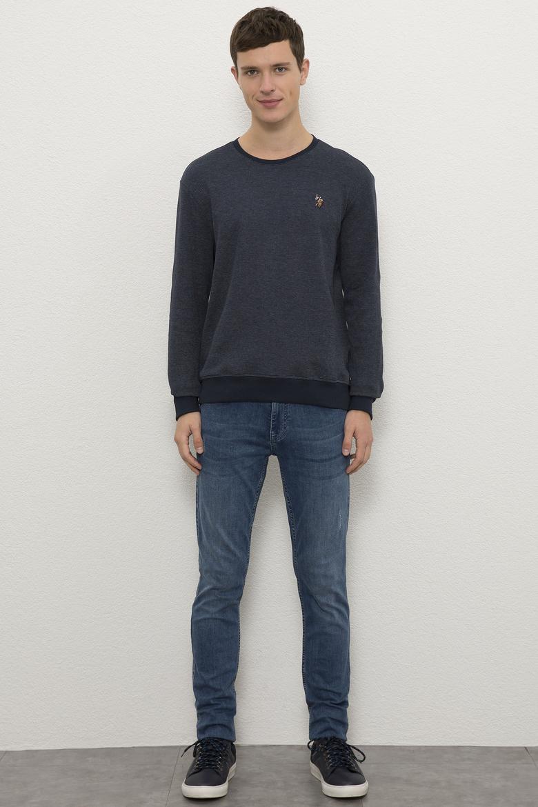 Erkek Lacivert Bisiklet Yaka Sweatshirt - 50225448001