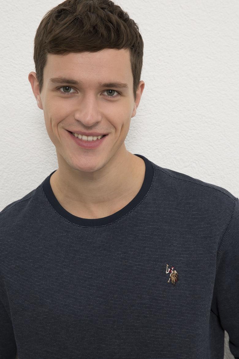 Erkek Lacivert Bisiklet Yaka Sweatshirt - 50225448001