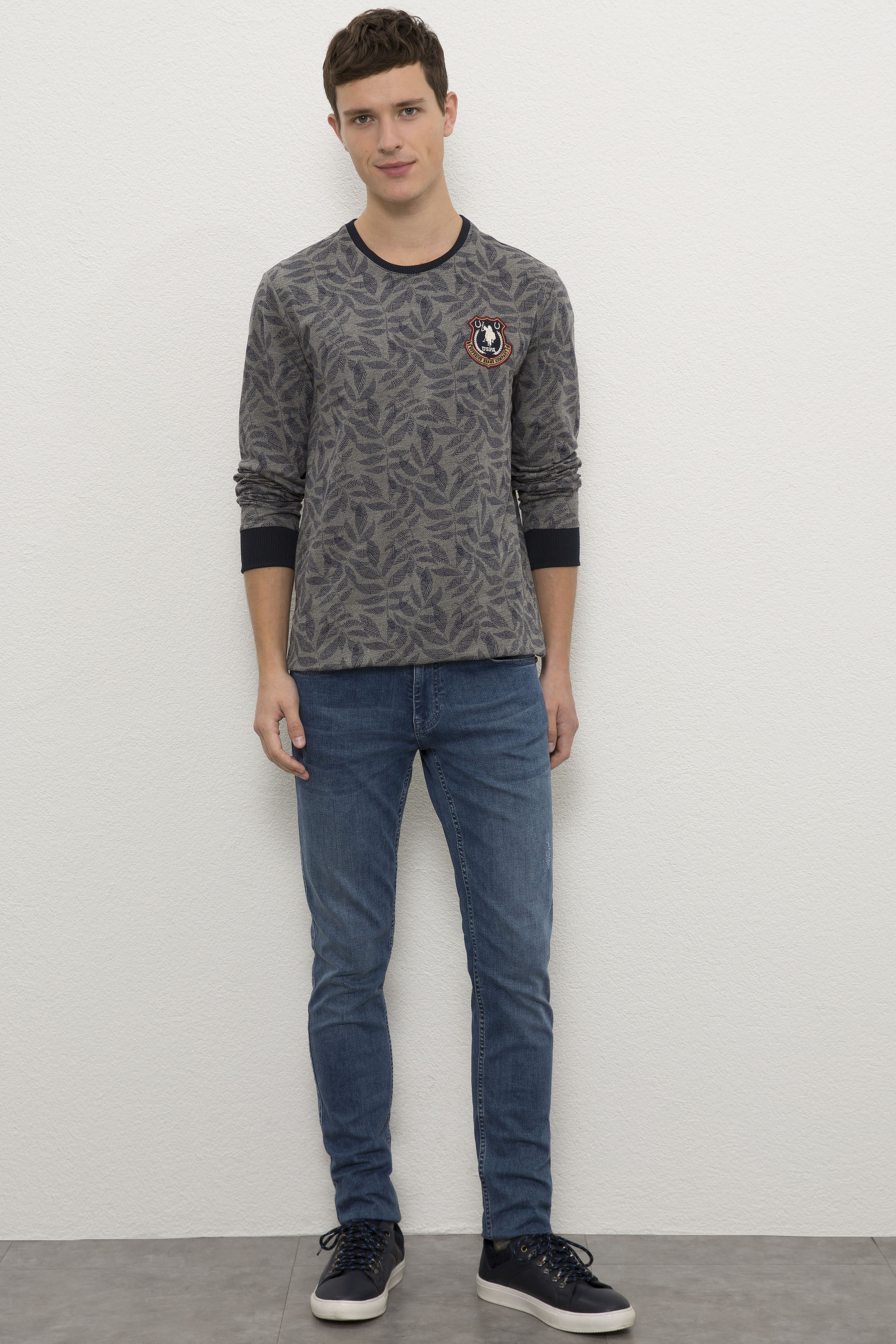 Erkek Antrasit Melanj Sweatshirt - Image 4