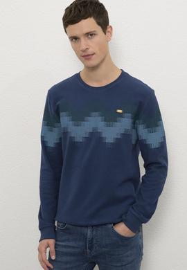 Erkek İndigo Bisiklet Yaka Sweatshirt - 50225401028