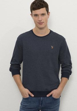 Erkek Lacivert Bisiklet Yaka Sweatshirt - 50225448001