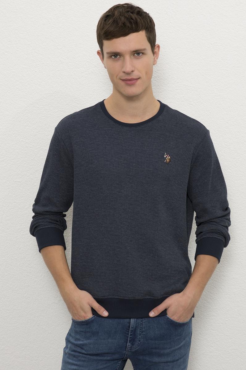 Erkek Lacivert Bisiklet Yaka Sweatshirt