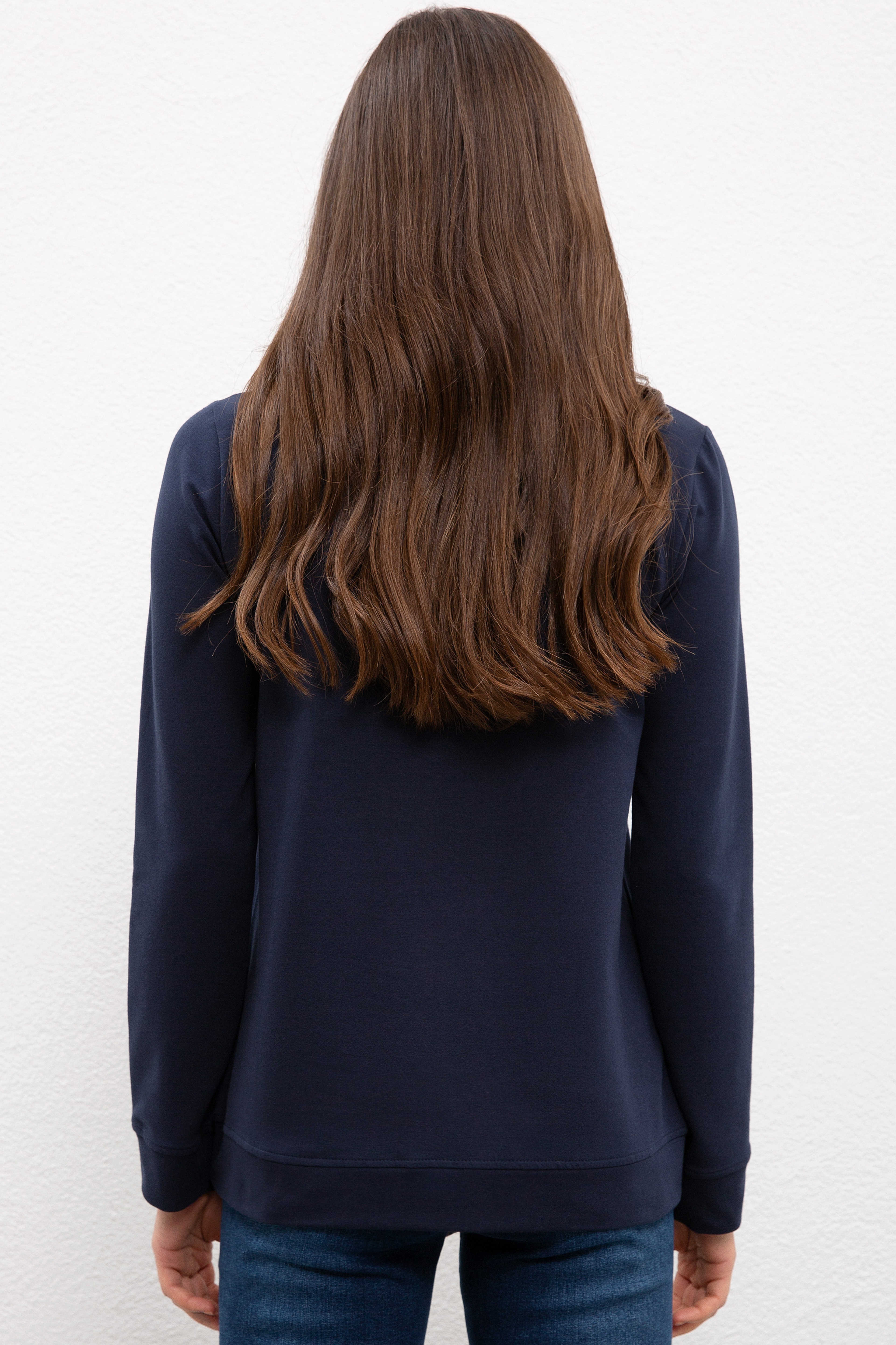 Kadın Lacivert Sweatshirt - Image 3