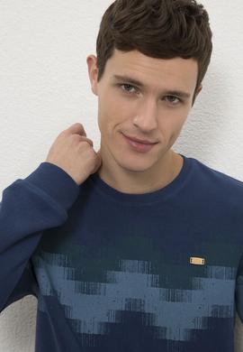 Erkek İndigo Bisiklet Yaka Sweatshirt - 50225401028