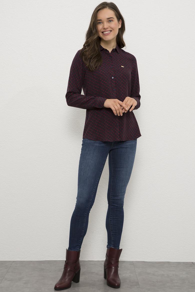 Kadın Lacivert Uzun Kollu Gömlek - 50226418010