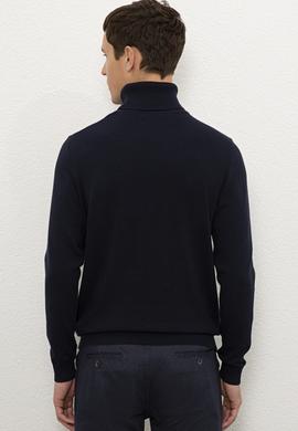 Erkek Lacivert Balıkçı Yaka Triko Kazak - 50223875009