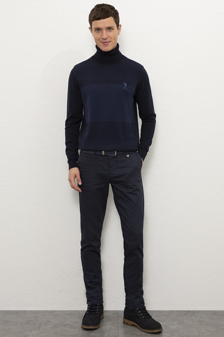 Erkek Lacivert Balıkçı Yaka Triko Kazak - 50223875009