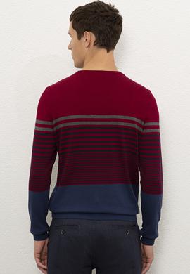 Erkek Bordo Bisiklet Yaka Triko Kazak - 50223883037