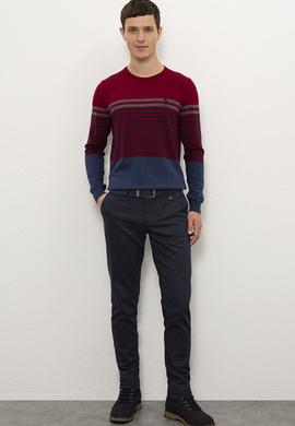 Erkek Bordo Bisiklet Yaka Triko Kazak - 50223883037