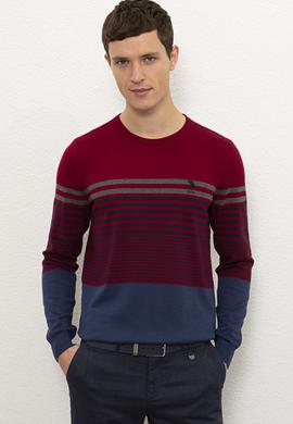 Erkek Bordo Bisiklet Yaka Triko Kazak - 50223883037