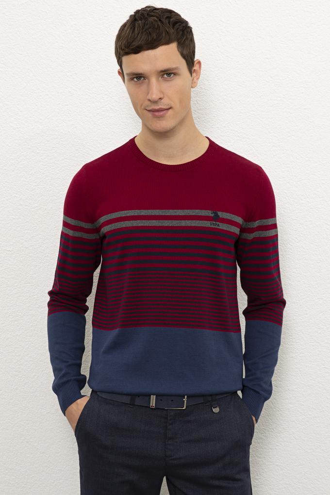 Erkek Bordo Bisiklet Yaka Triko Kazak