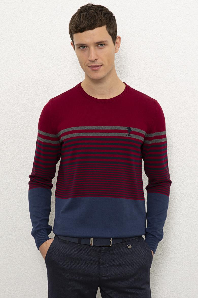 Erkek Bordo Bisiklet Yaka Triko Kazak