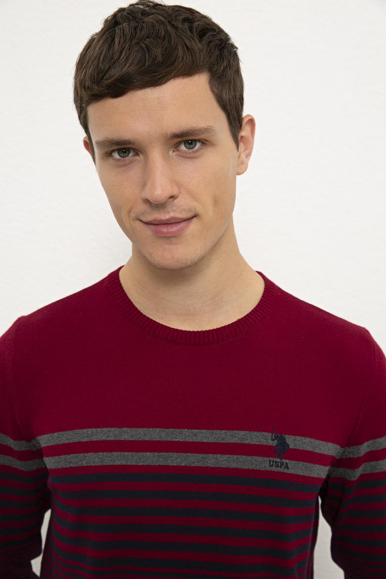 Erkek Bordo Bisiklet Yaka Triko Kazak - 50223883037