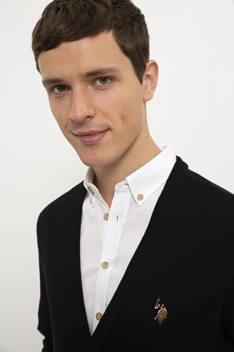 Erkek Siyah Basic Triko Hırka - 50224887013