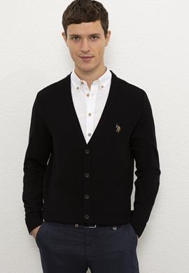 Erkek Siyah Basic Triko Hırka - 50224887013