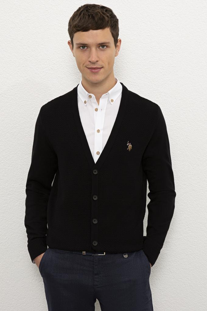 Erkek Siyah Basic Triko Hırka