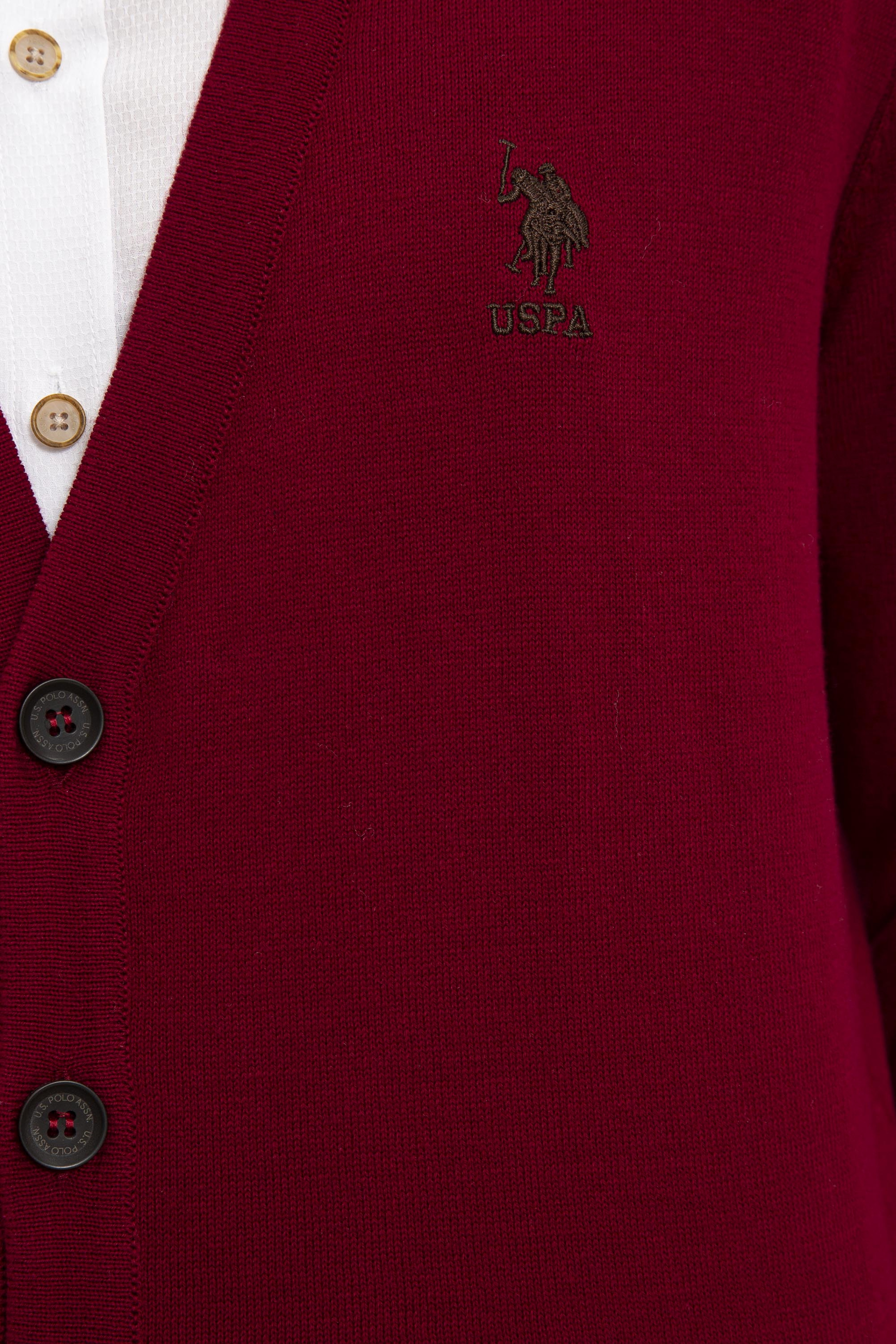 Erkek Bordo  Triko Hırka - Image 5