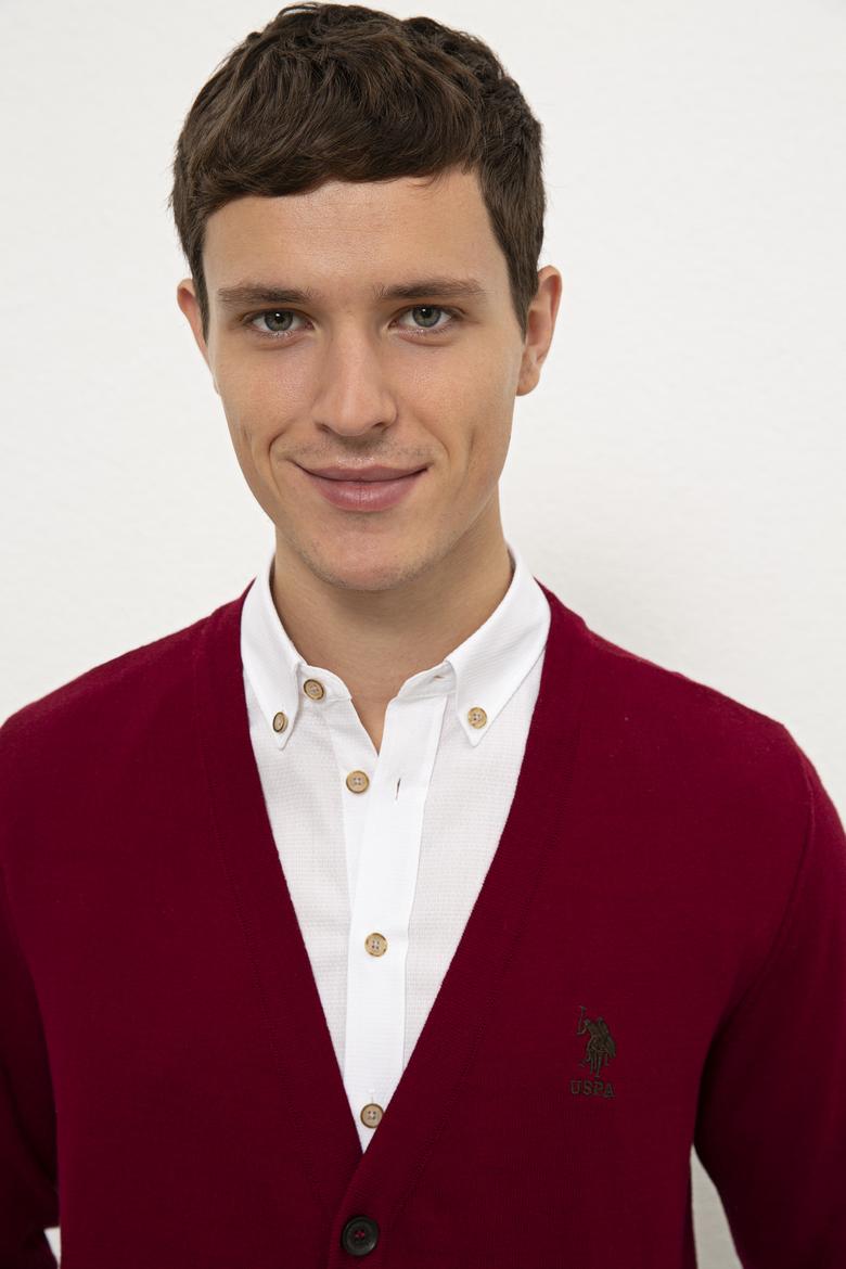 Erkek Bordo  Triko Hırka - 50229572010