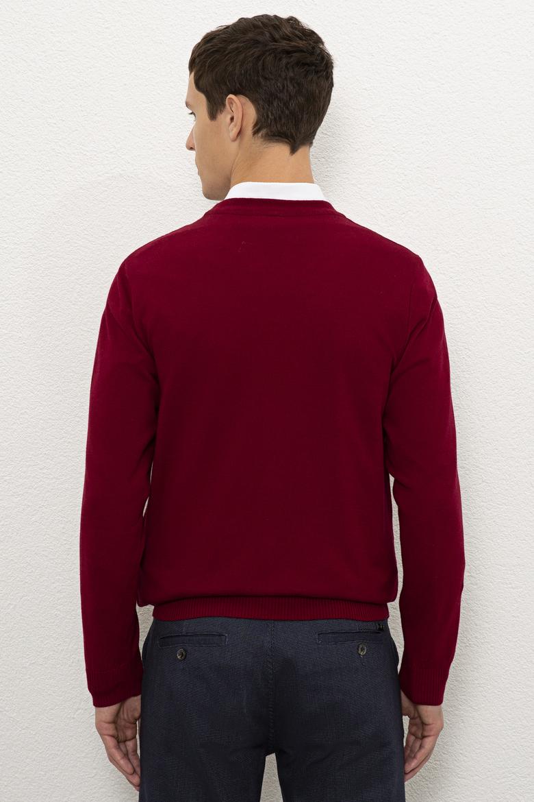 Erkek Bordo  Triko Hırka - 50229572010