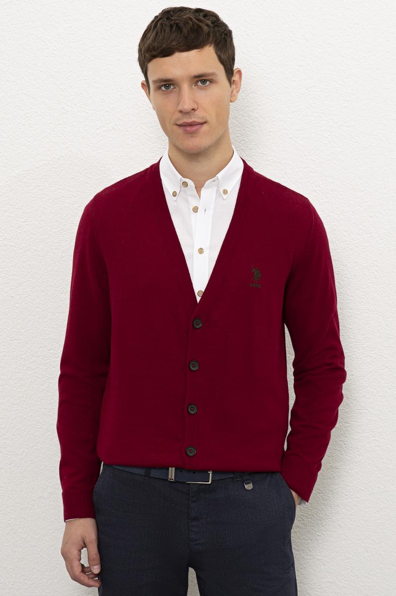 Erkek Bordo  Triko Hırka