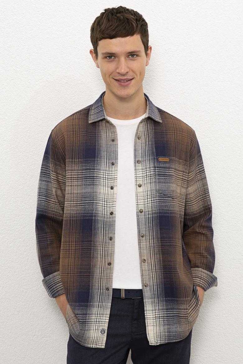 Erkek Kahverengi Gömlek Uzunkol