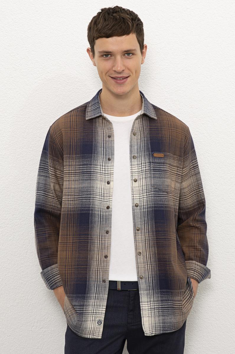 Erkek Kahverengi Gömlek Uzunkol