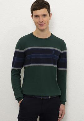 Erkek Yeşil Bisiklet Yaka Triko Kazak - 50223819026