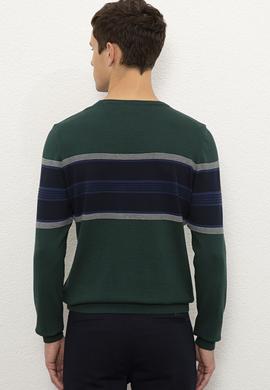 Erkek Yeşil Bisiklet Yaka Triko Kazak - 50223819026