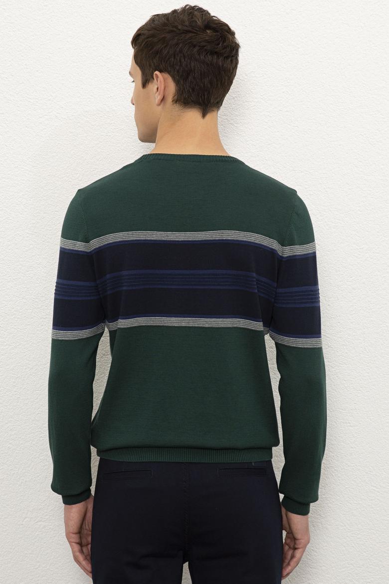 Erkek Yeşil Bisiklet Yaka Triko Kazak - 50223819026