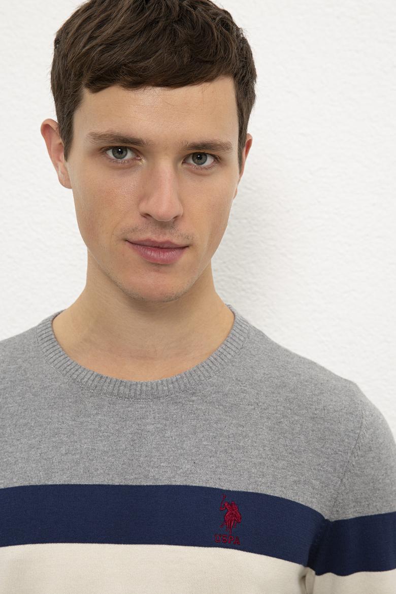 Erkek Gri Melanj Bisiklet Yaka Triko Kazak - 50229180010