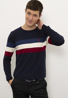 Erkek Lacivert Bisiklet Yaka Triko Kazak - 50229180001