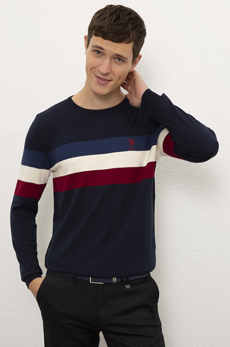 Erkek Lacivert Bisiklet Yaka Triko Kazak