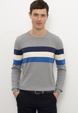 Erkek Gri Melanj Bisiklet Yaka Triko Kazak - 50229180010