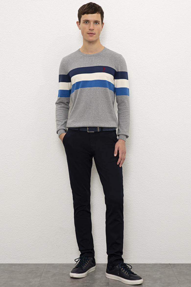 Erkek Gri Melanj Bisiklet Yaka Triko Kazak - 50229180010