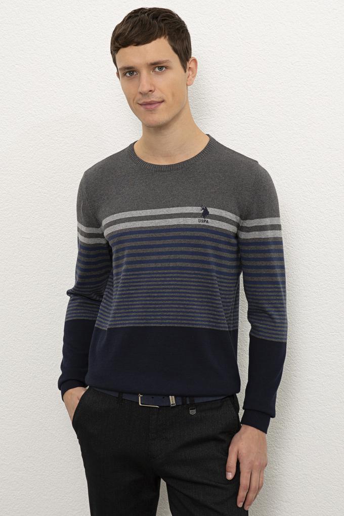 Erkek Antrasit Melanj Bisiklet Yaka Triko Kazak