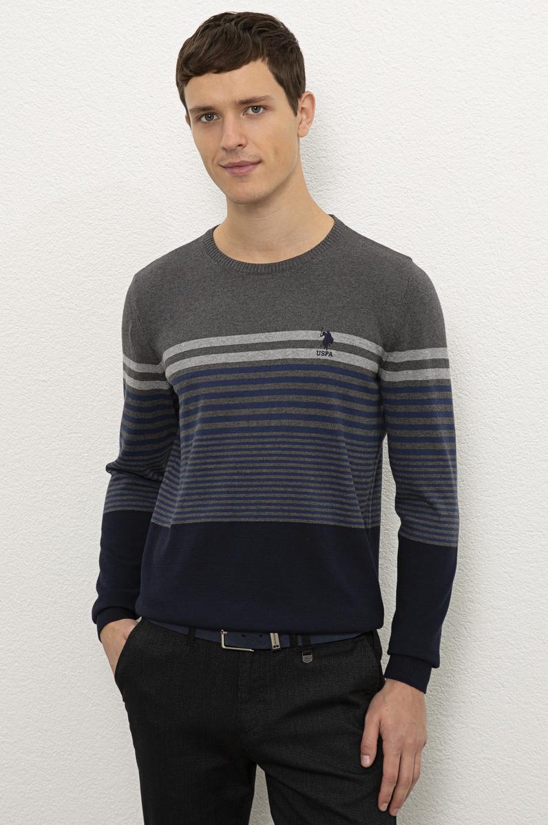 Erkek Antrasit Melanj Bisiklet Yaka Triko Kazak