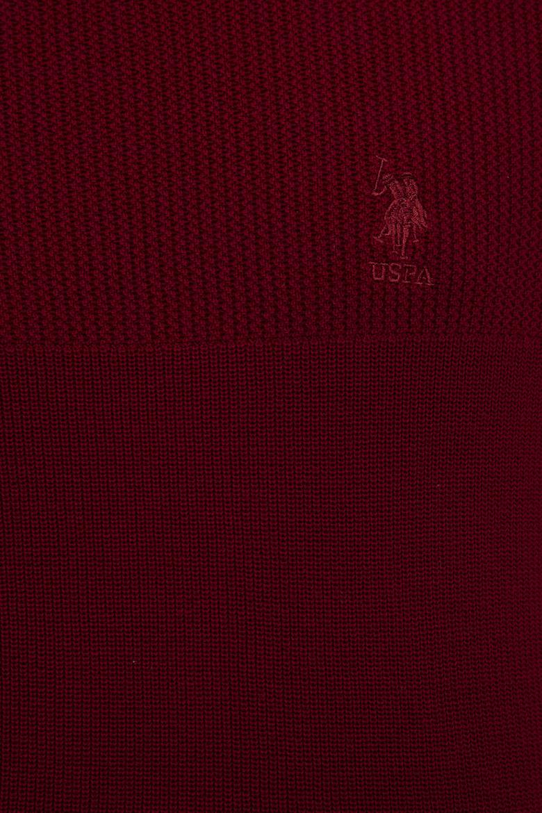 Erkek Bordo Bisiklet Yaka Triko Kazak - 50223879048