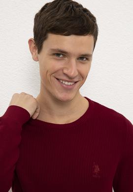 Erkek Bordo Bisiklet Yaka Triko Kazak - 50223879048