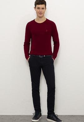 Erkek Bordo Bisiklet Yaka Triko Kazak - 50223879048