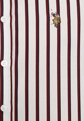 Erkek Bordo Dikey Çizgili Gömlek Uzunkol - 50226560030