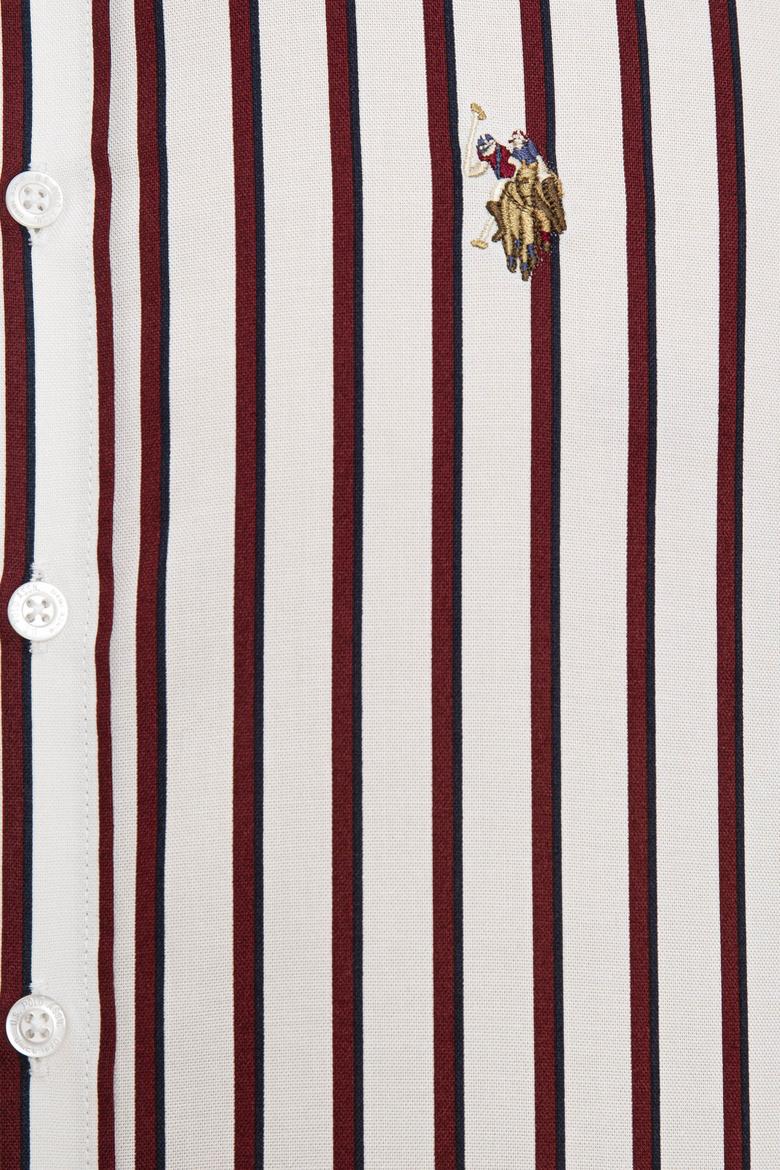 Erkek Bordo Dikey Çizgili Gömlek Uzunkol - 50226560030
