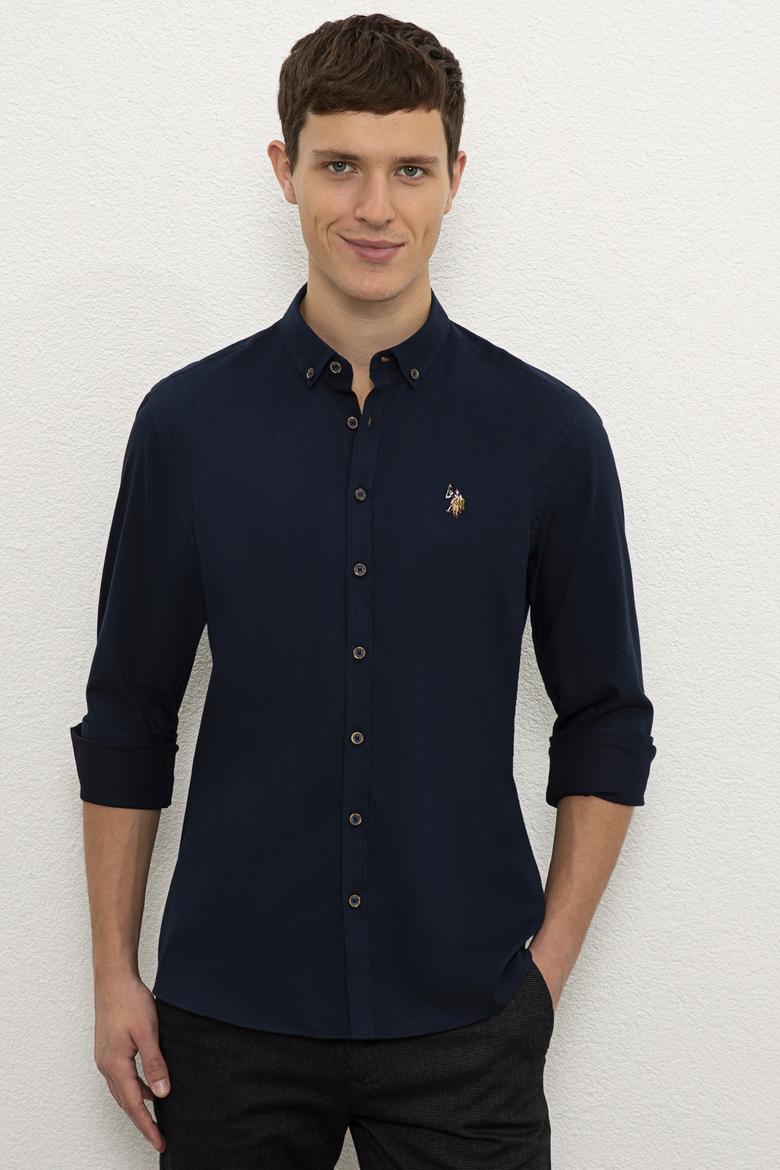 Erkek Lacivert Gömlek Uzunkol