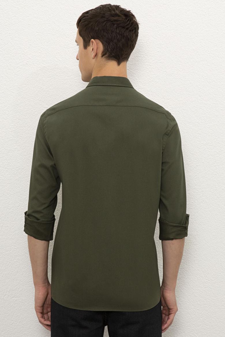 Erkek Koyu Haki Uzun Kollu Gömlek - 50229156026