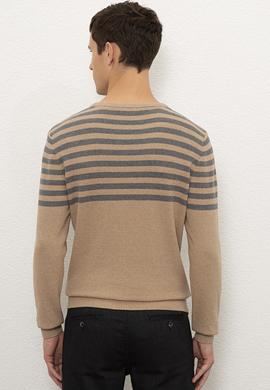 Erkek Camel Melanj Bisiklet Yaka Triko Kazak - 50223820049