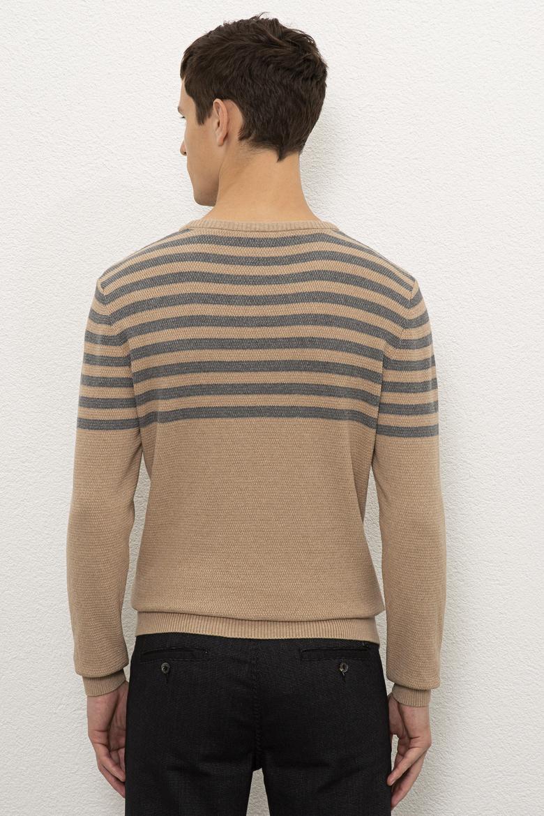 Erkek Camel Melanj Bisiklet Yaka Triko Kazak - 50223820049