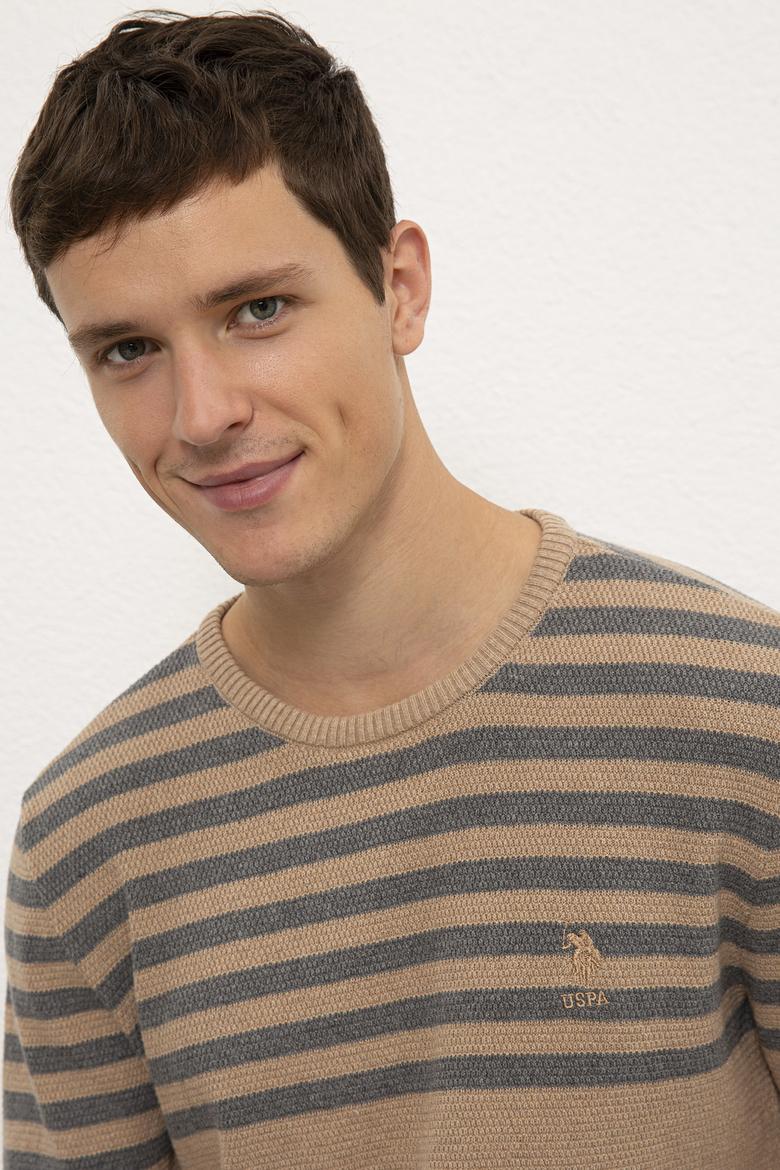 Erkek Camel Melanj Bisiklet Yaka Triko Kazak - 50223820049